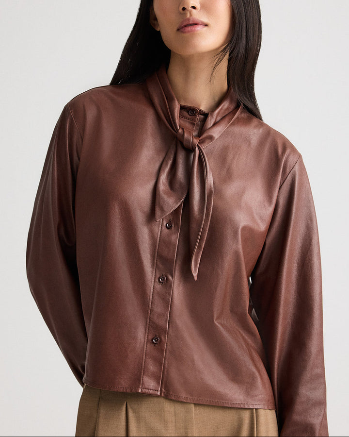 Shirt With Tie Insert | Cigar Leather