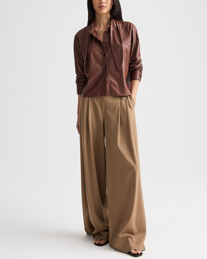 Shirt With Tie Insert | Cigar Leather