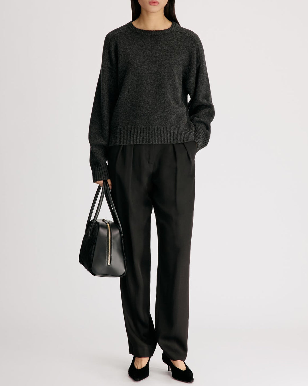 Breha Sweater W Piping | Charcoal Melange