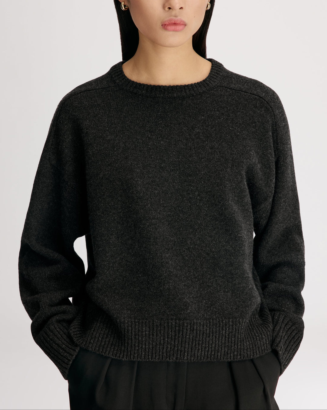 Breha Sweater W Piping | Charcoal Melange
