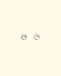 Moonstone Sun Earrings | 14k Yellow Gold