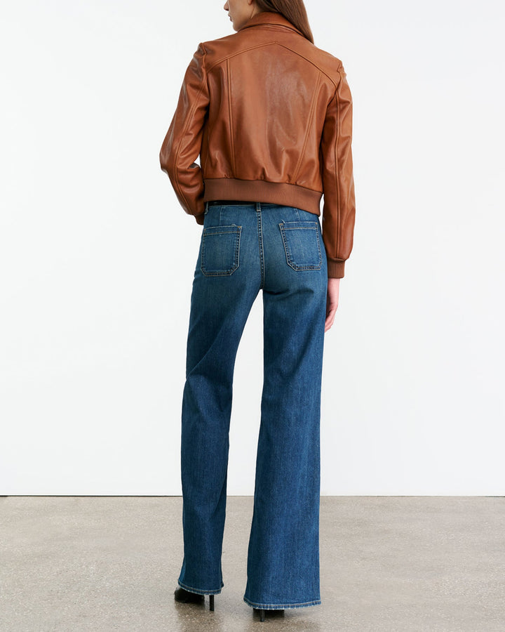 Sue Leather Bomber Jacket | Cognac