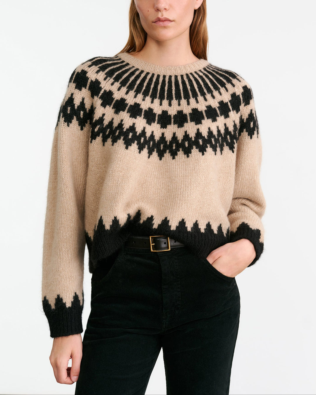 Alena Sweater | Light Camel Fair Isle