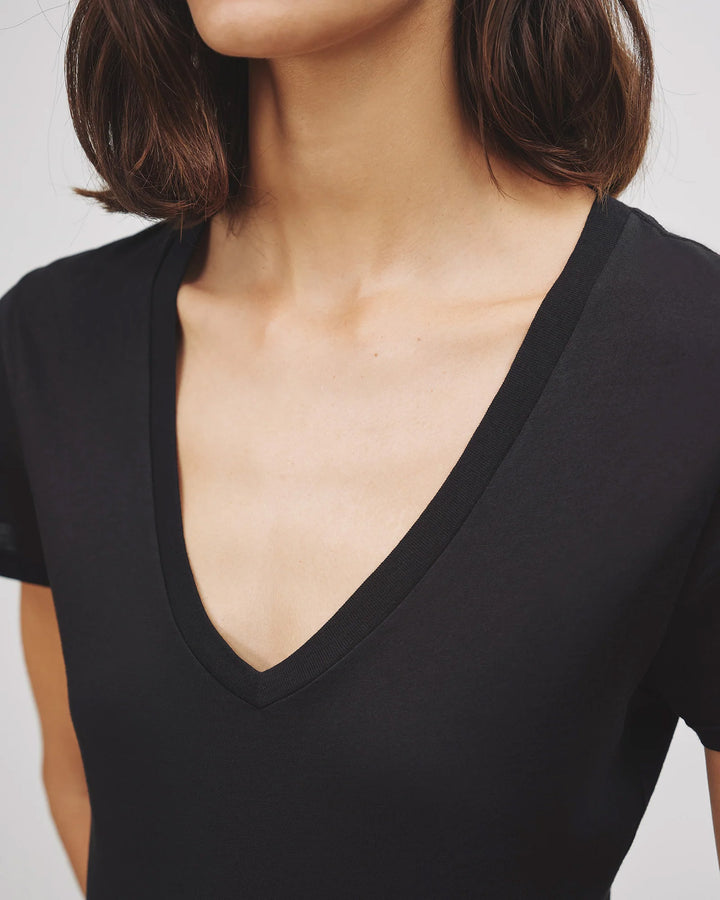 Carol V-Neck Tee Shirt | Black