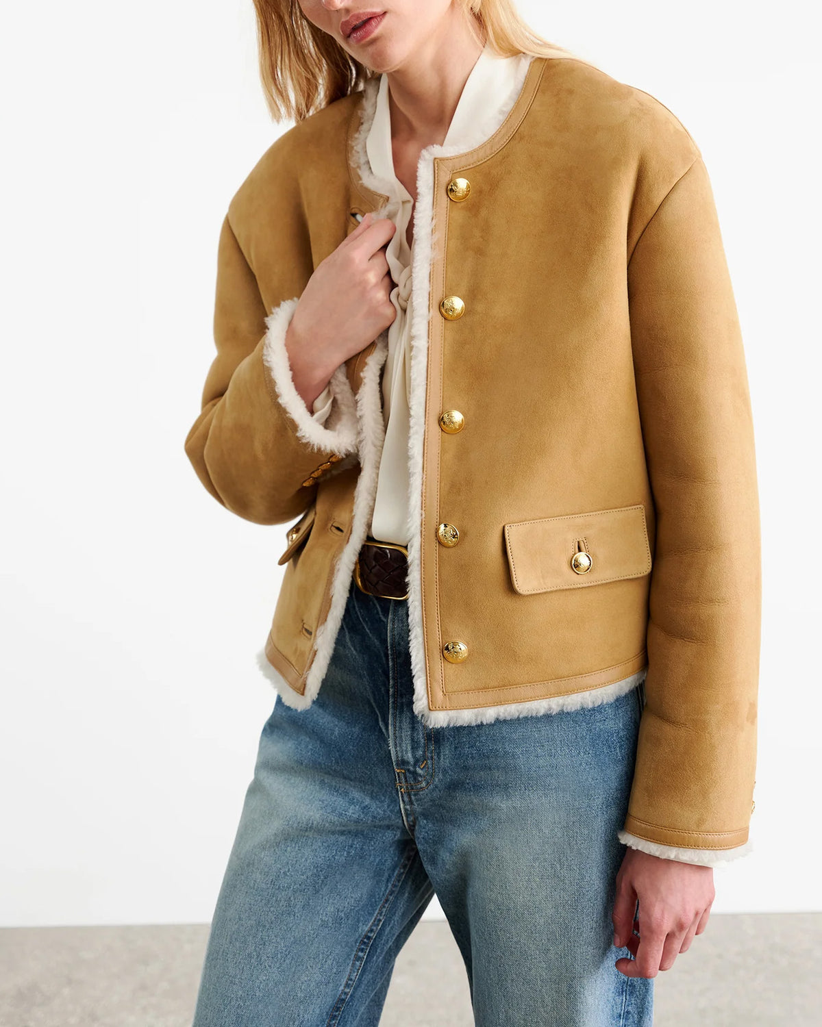 Zanie Short Shearling Coat | Natural Tan