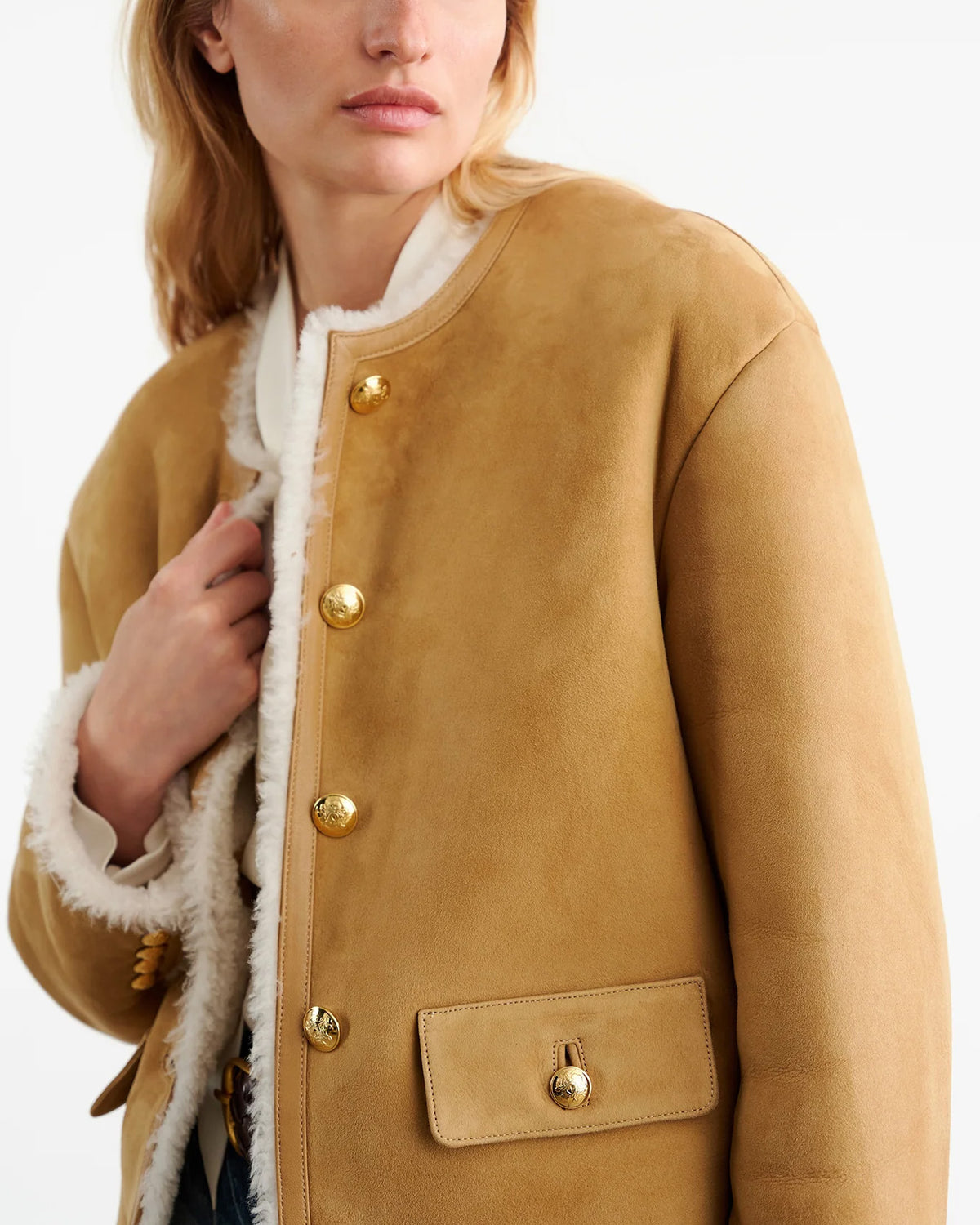 Zanie Short Shearling Coat | Natural Tan