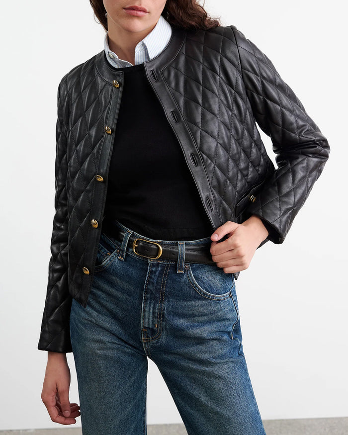 Amy Quilted Leather Jacket | Black