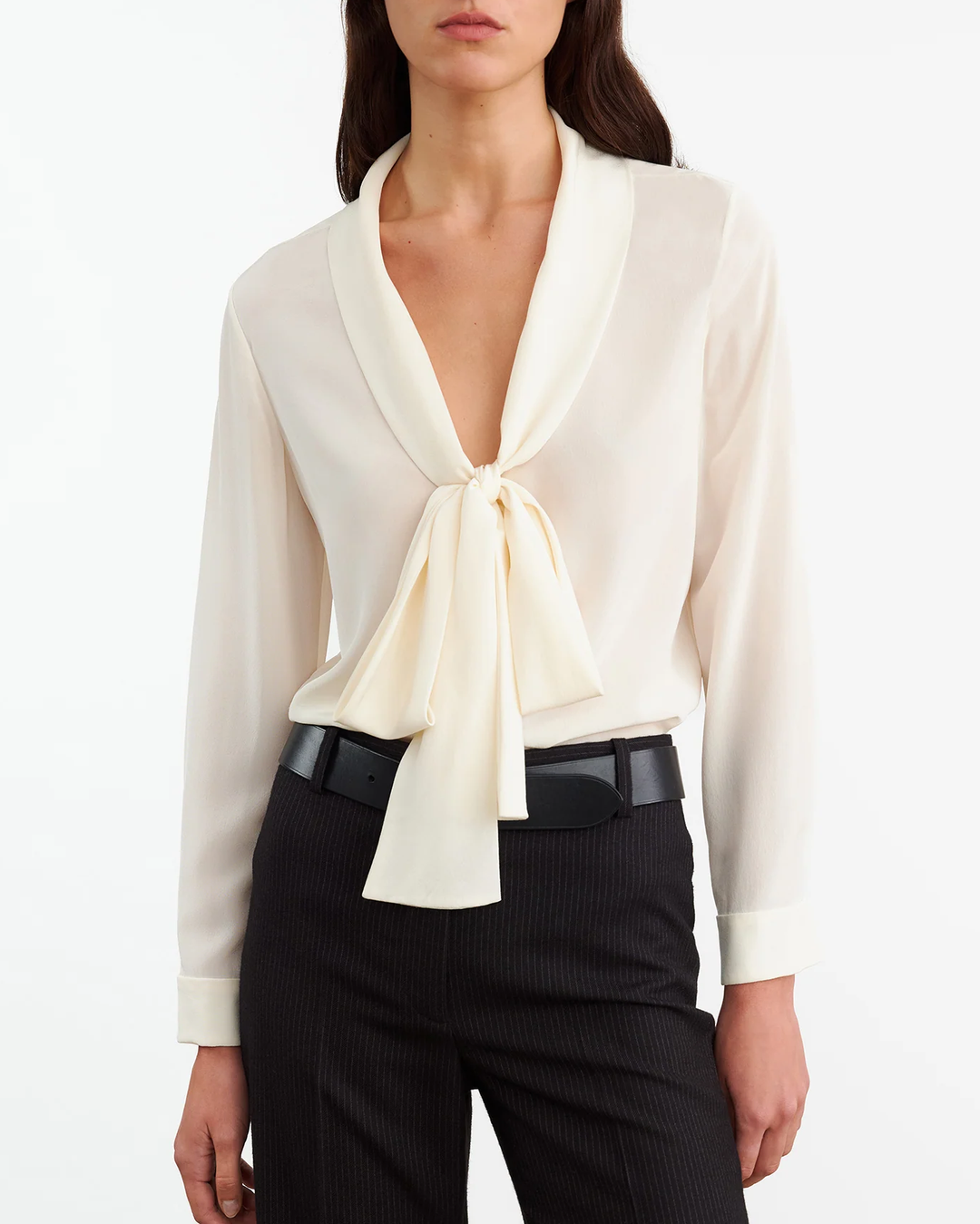 Angelique Tie Neck Blouse | Ivory