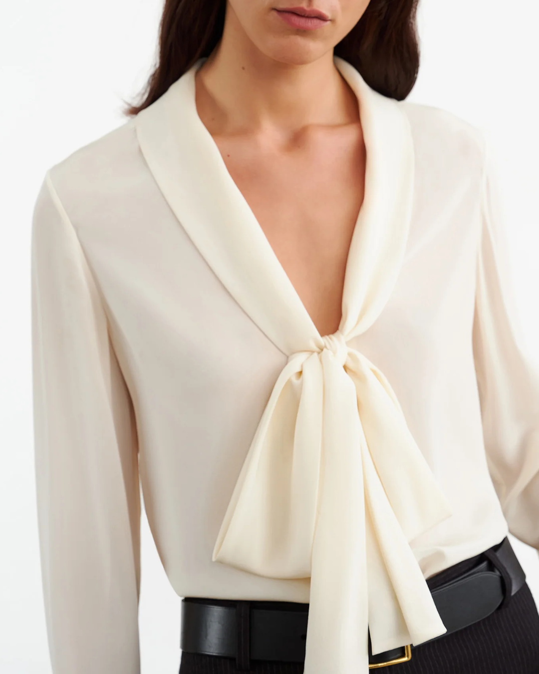 Angelique Tie Neck Blouse | Ivory