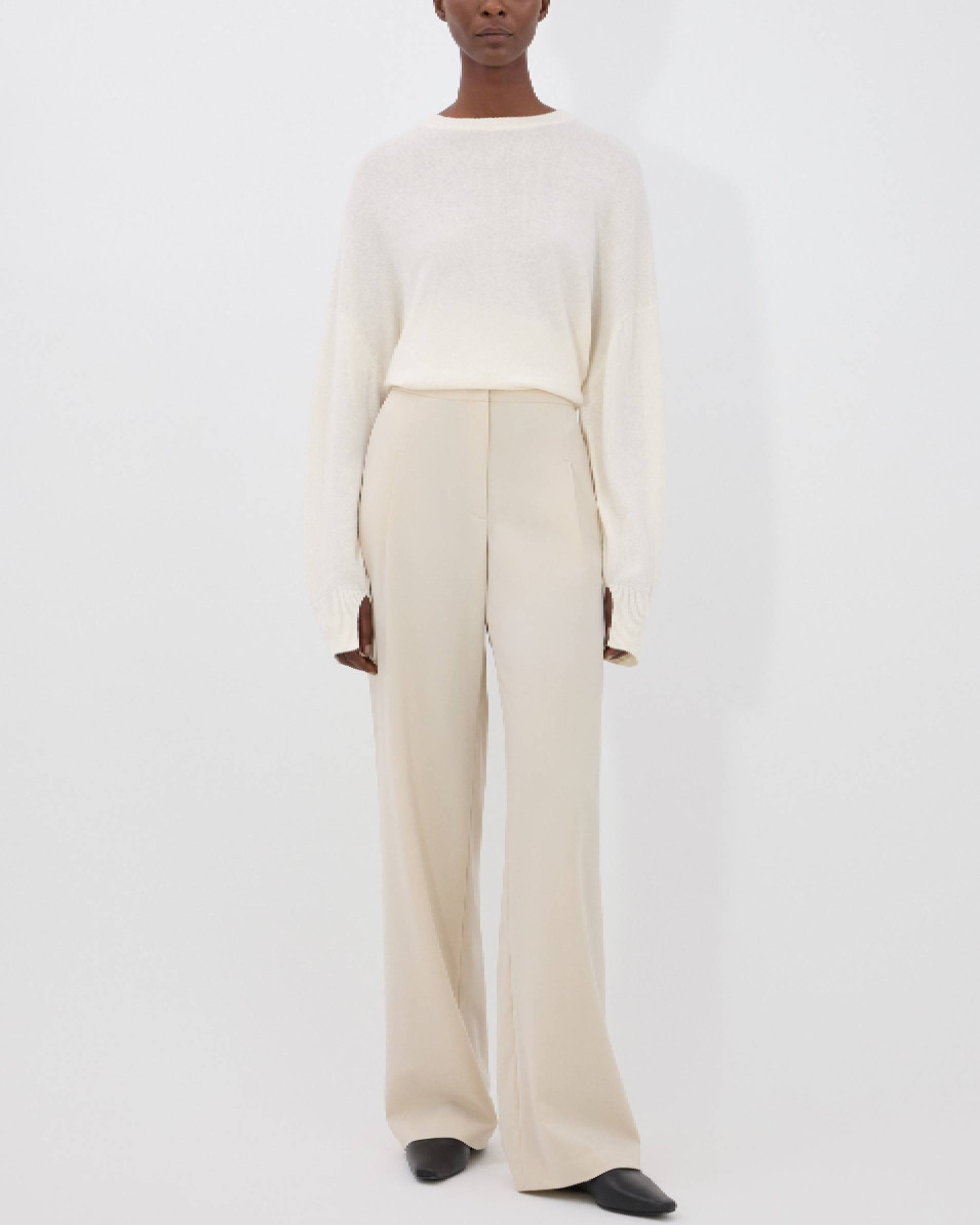 Osilo Tailored Straight Trousers | Chiffon Beige