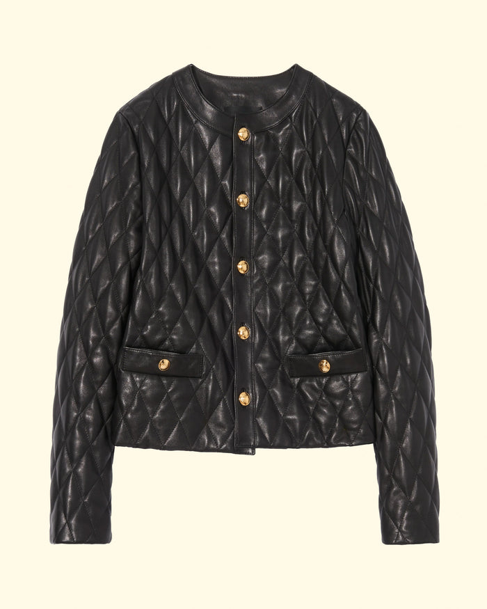 Amy Quilted Leather Jacket | Black