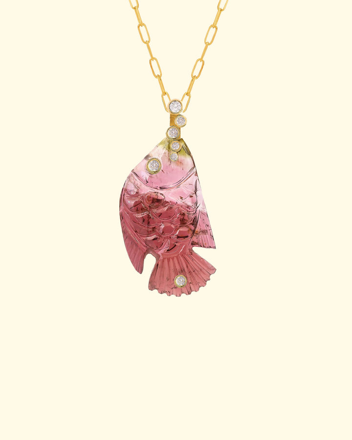 Pink Tourmaline Fish Pendant