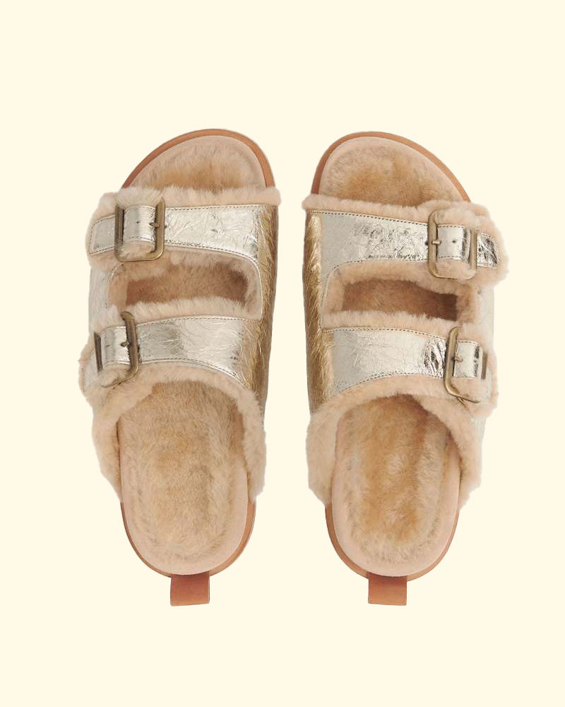 Croquel Leather Sandals with Buckles | Platino