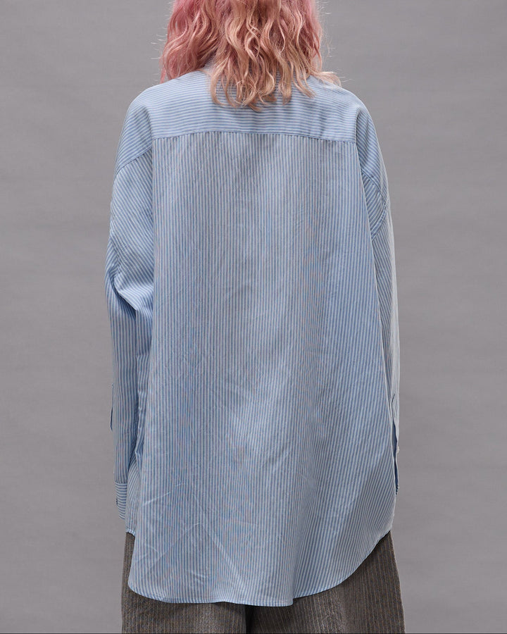 Drop Neck Shirt | Light Blue Multi Stripe