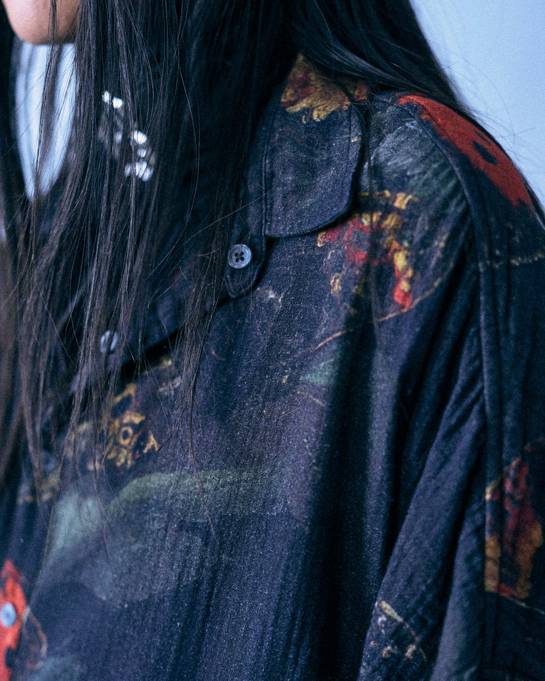 Reversible Jumbo Shirtdress | Black Multicolor Butterflies W Plaid
