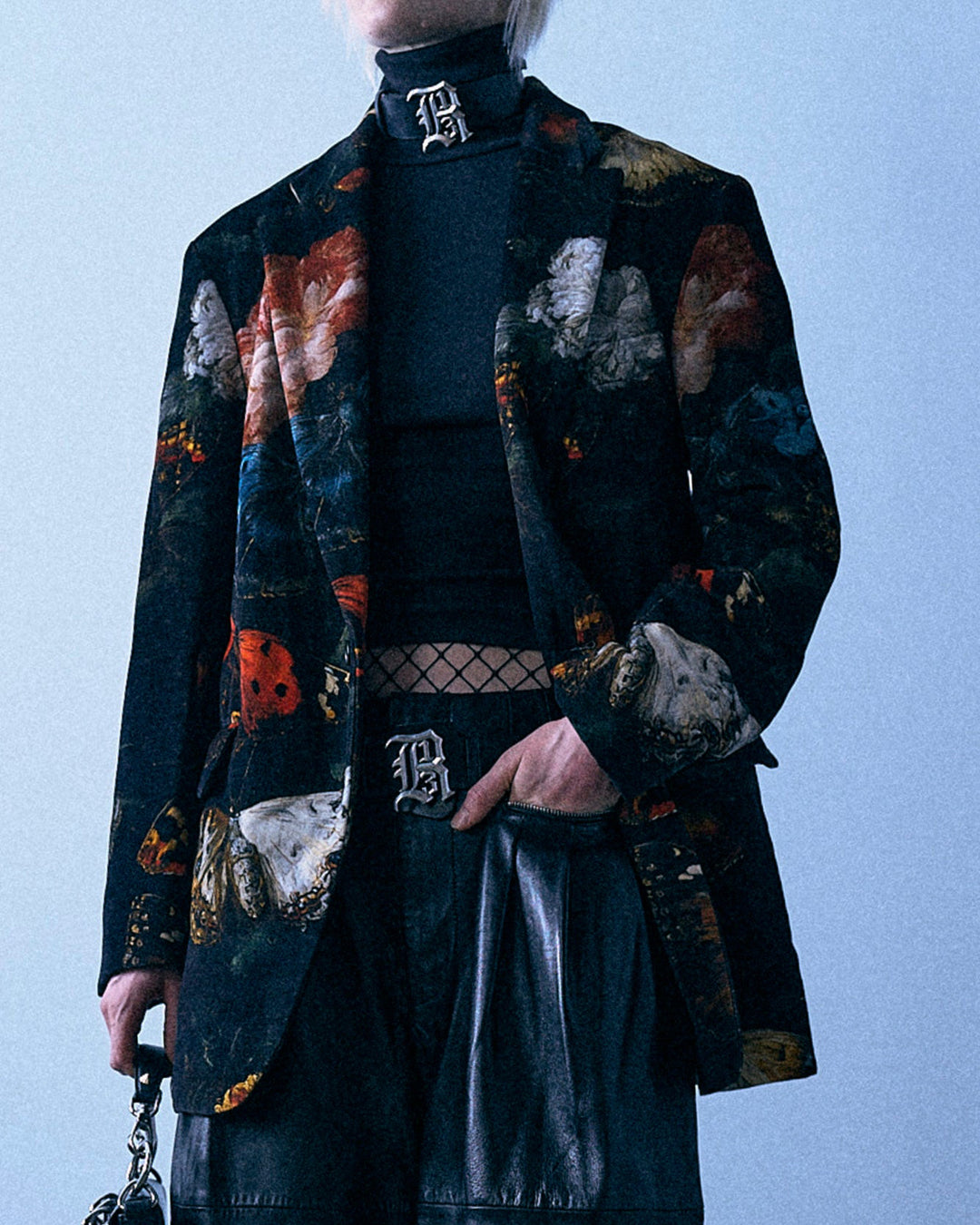 Oversized Ragged Blazer | Floral Velvet Butterfly