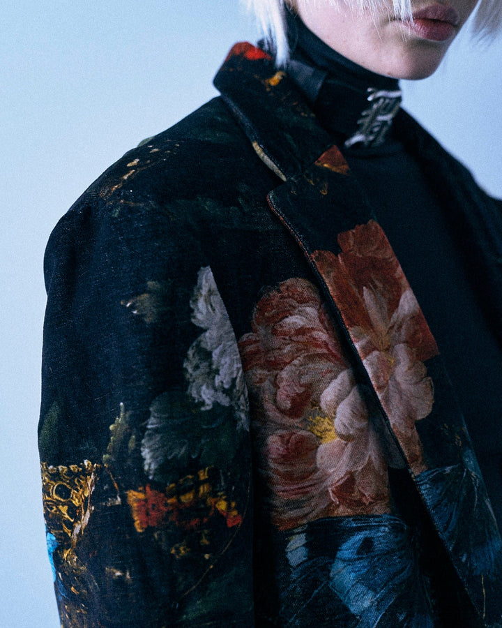 Oversized Ragged Blazer | Floral Velvet Butterfly