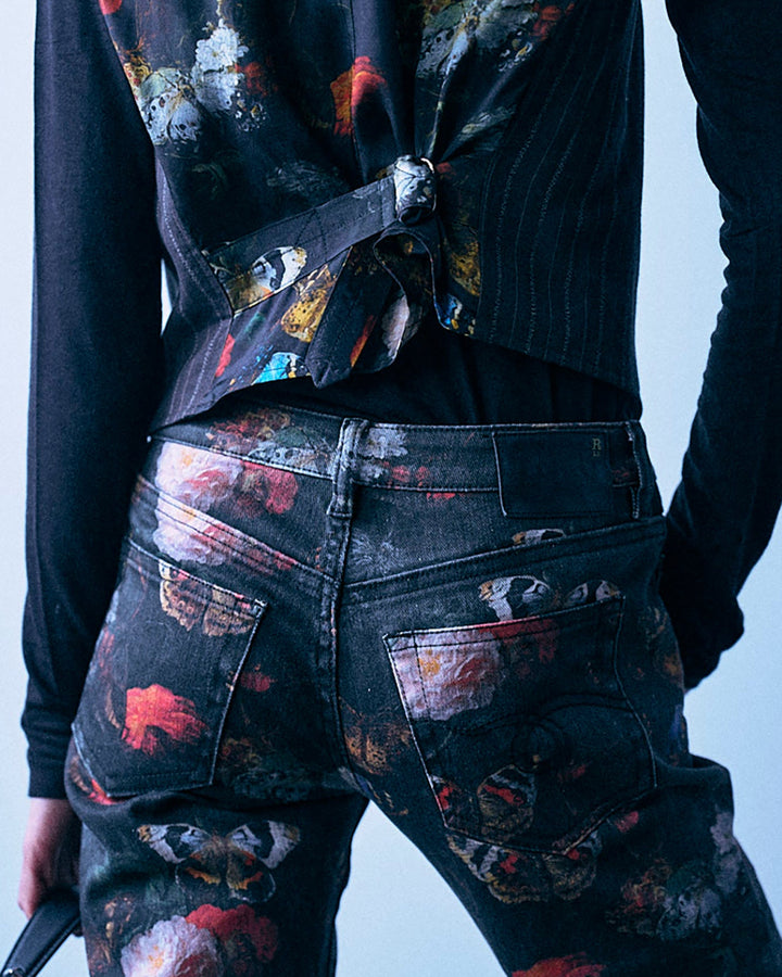 Single Breasted Shrunken Vest | Black Multi Stripe