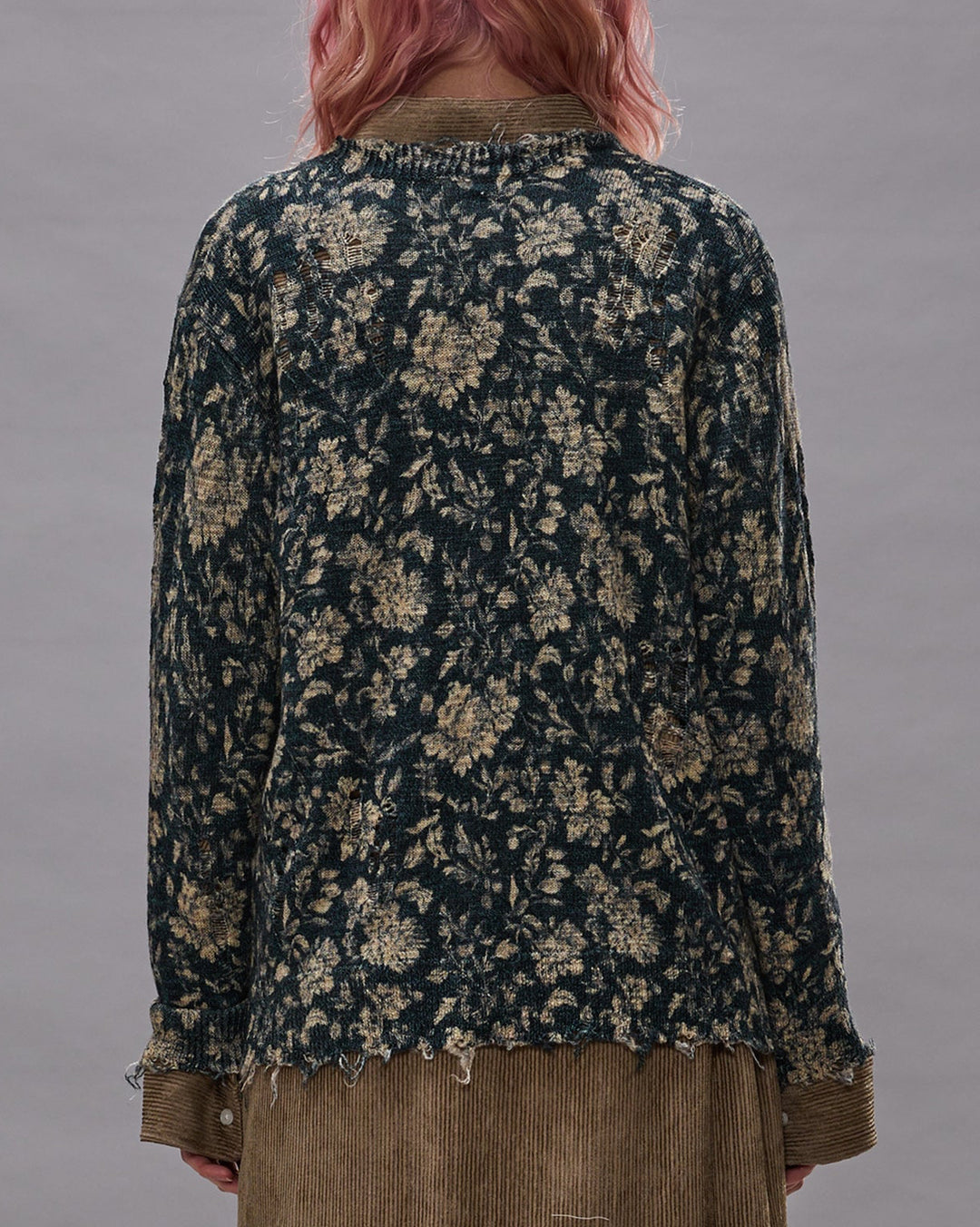 Printed Boy Cardigan | Dark Blue Floral