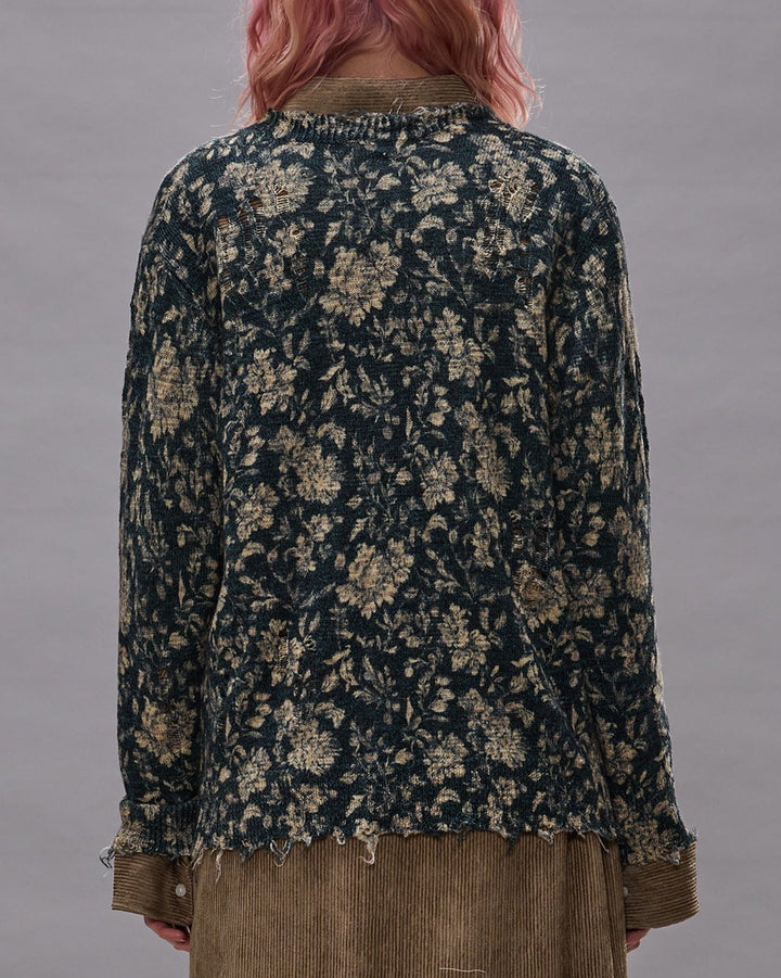 Printed Boy Cardigan | Dark Blue Floral