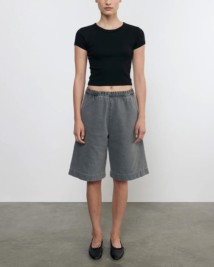 Supima Baby Rib Cropped Tee | Black