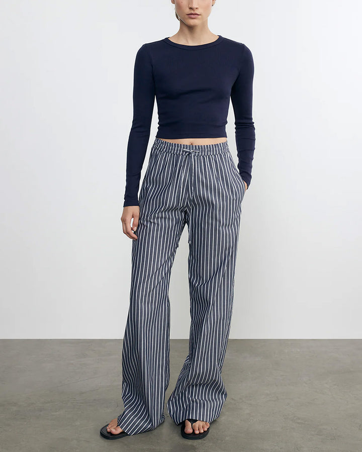 Poplin Resort Pant | Navy/White Stripe