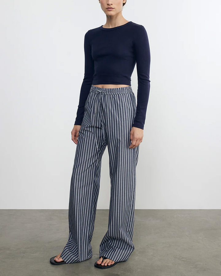 Poplin Resort Pant | Navy/White Stripe