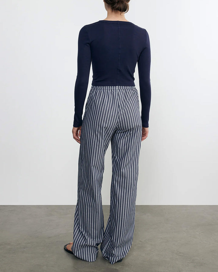 Poplin Resort Pant | Navy/White Stripe