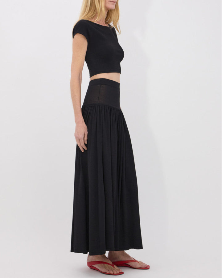 Romy Long Jersey Skirt | Black