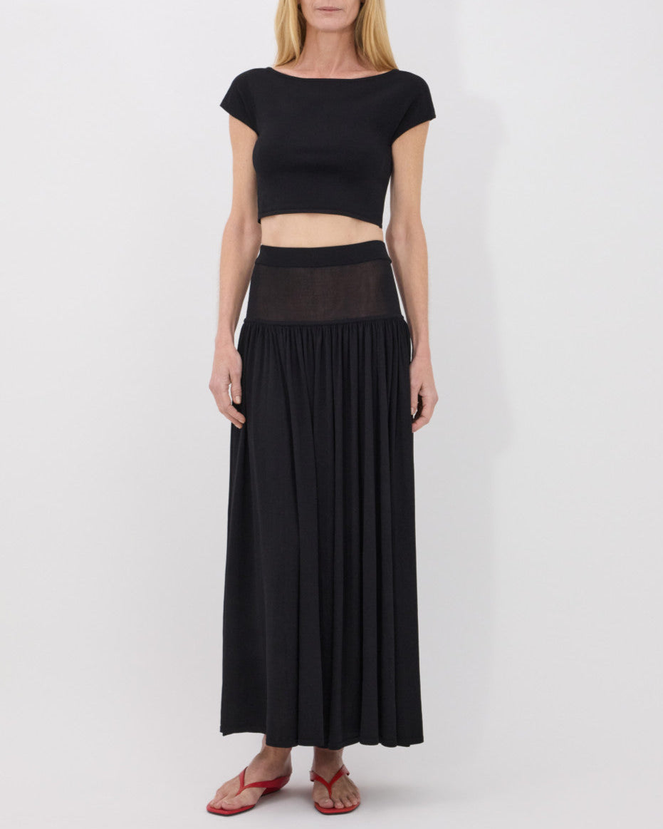 Romy Long Jersey Skirt | Black
