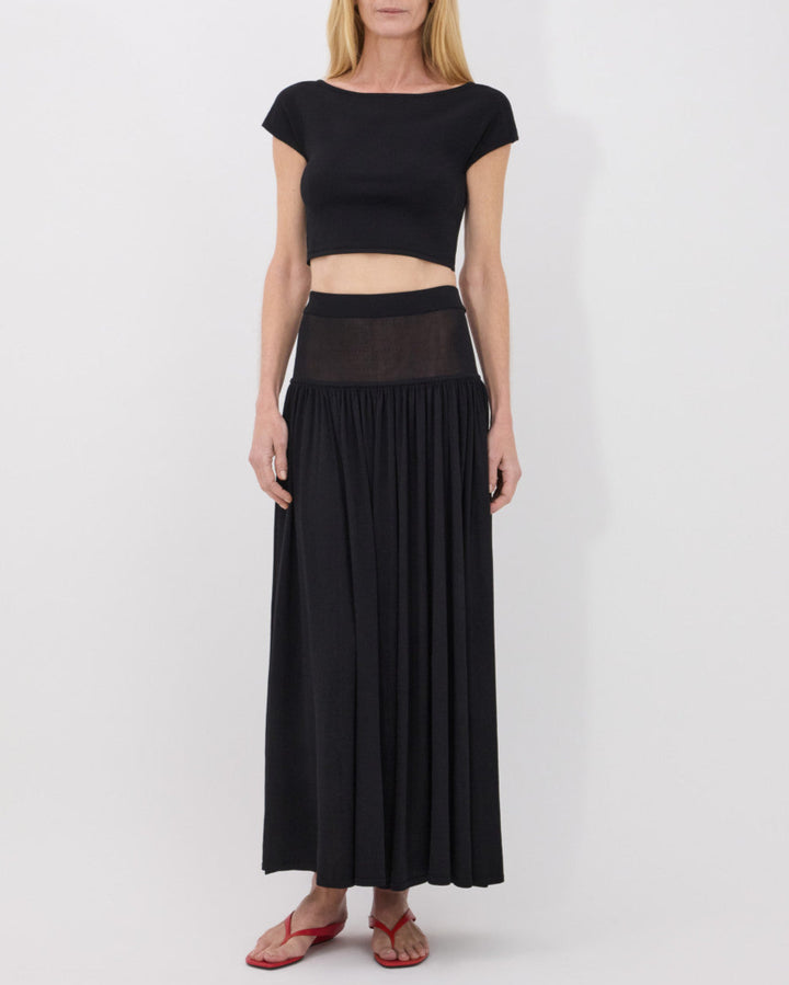 Romy Long Jersey Skirt | Black