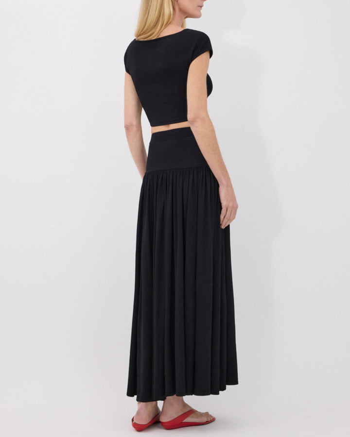 Romy Long Jersey Skirt | Black