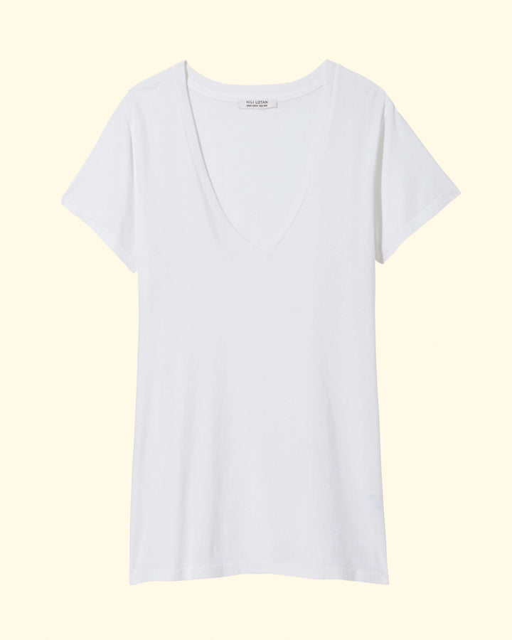 Carol V-Neck Tee Shirt | White
