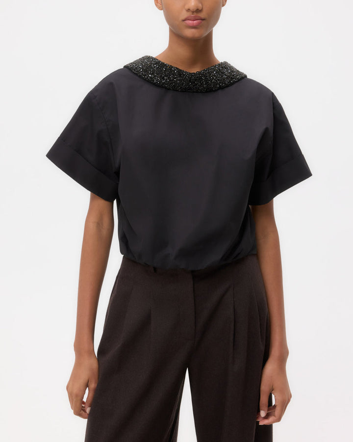 Forever And Always Reversible Shirt W/ Crystal Collar | Black