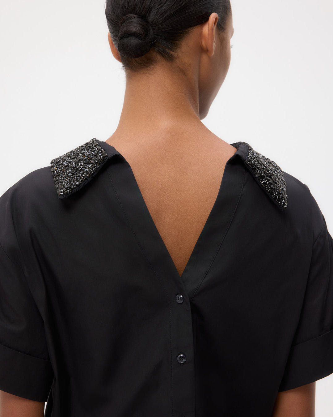 Forever And Always Reversible Shirt W/ Crystal Collar | Black