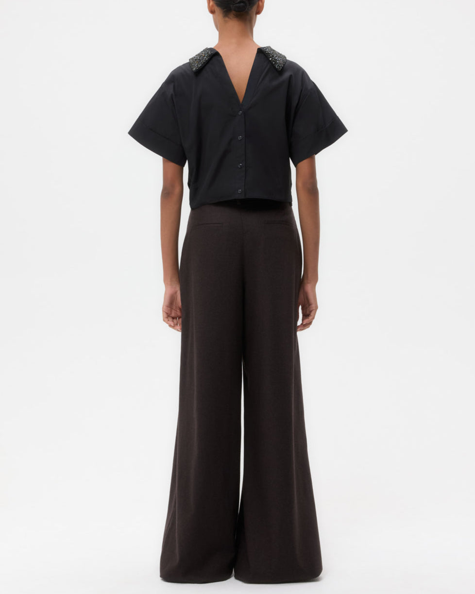 Forever And Always Reversible Shirt W/ Crystal Collar | Black