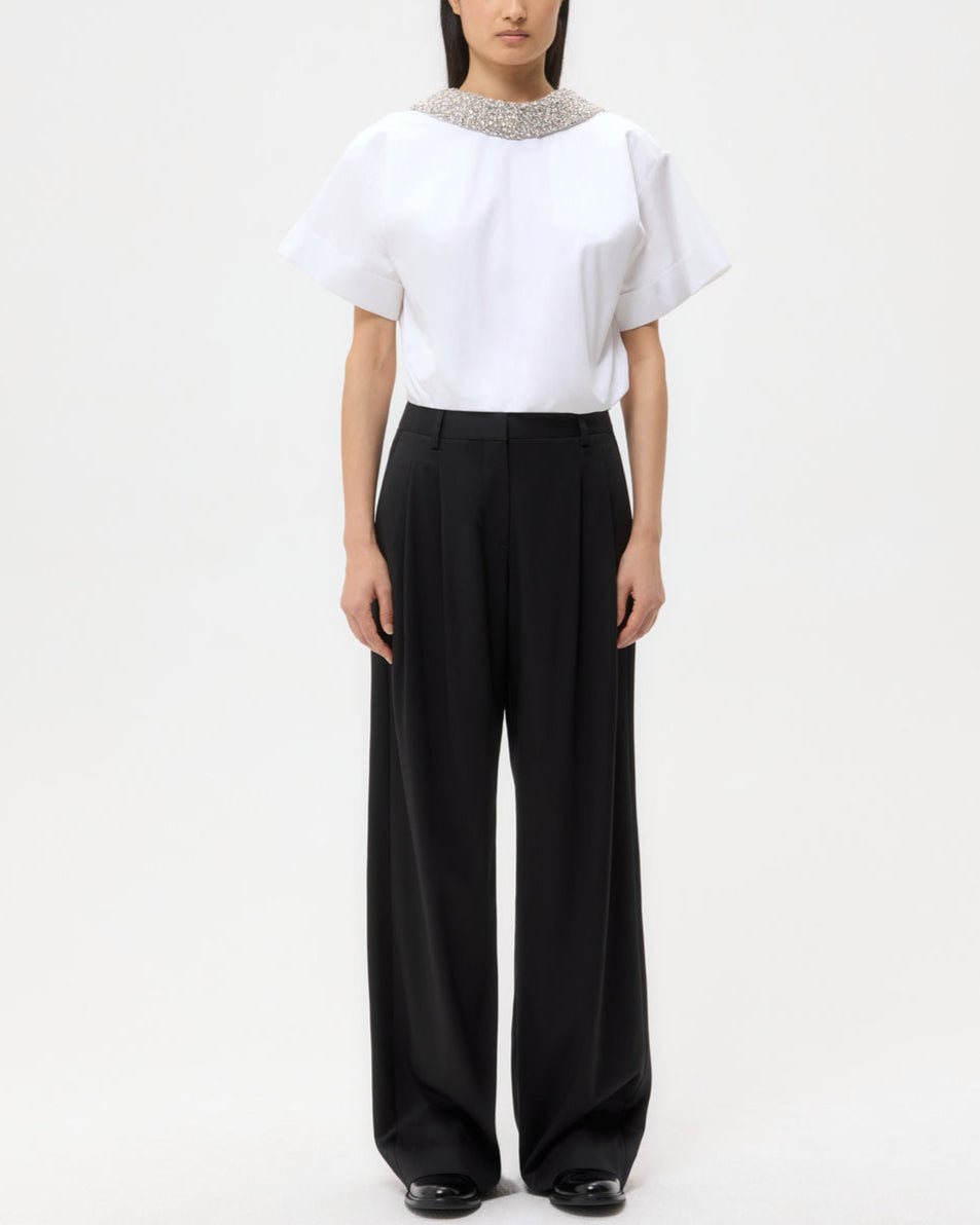 Forever And Always Reversible Shirt W/ Crystal Collar | White