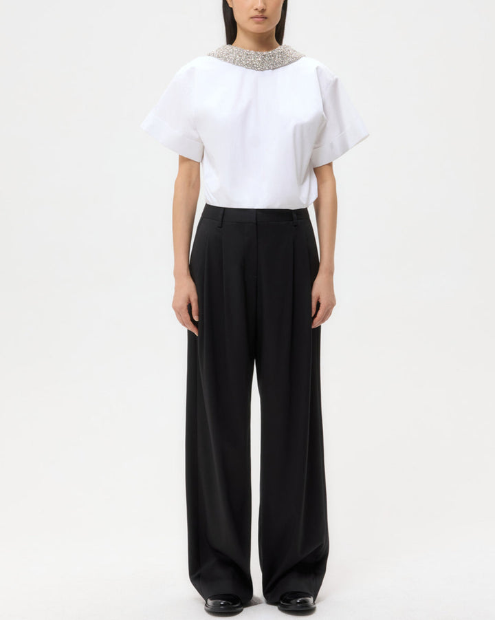 Forever And Always Reversible Shirt W/ Crystal Collar | White