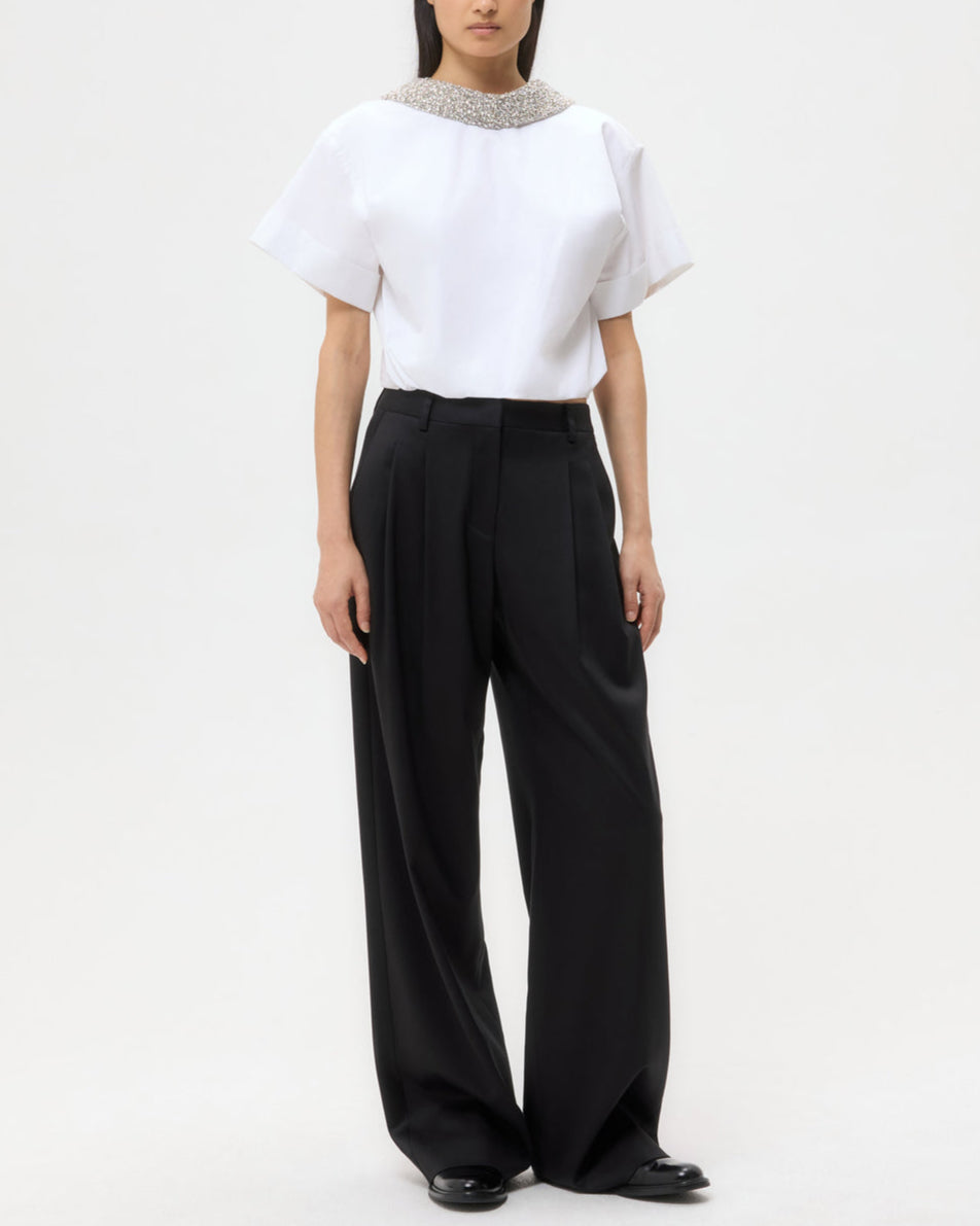 Forever And Always Reversible Shirt W/ Crystal Collar | White