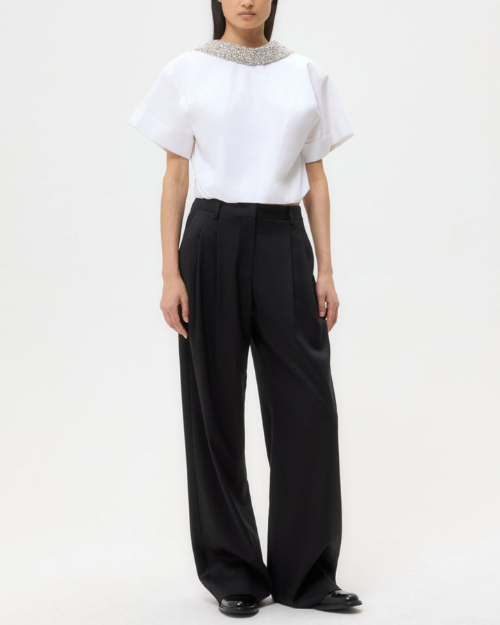 Forever And Always Reversible Shirt W/ Crystal Collar | White