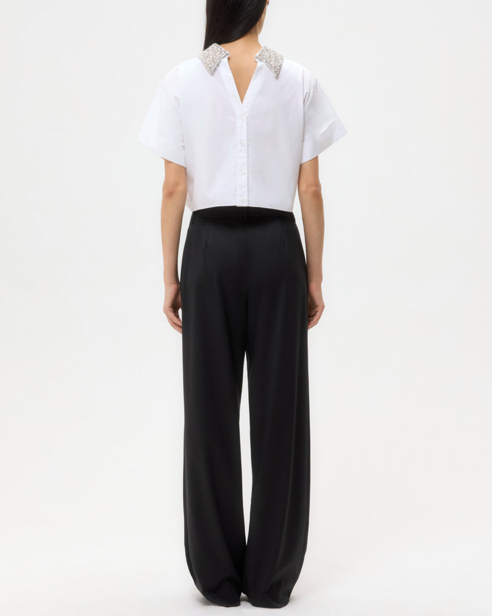 Forever And Always Reversible Shirt W/ Crystal Collar | White