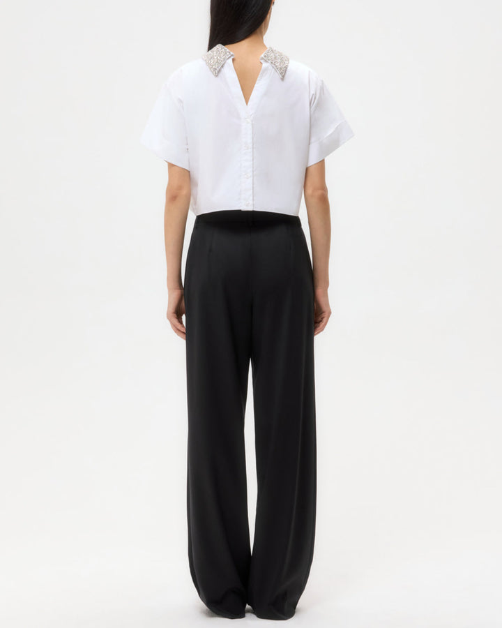 Forever And Always Reversible Shirt W/ Crystal Collar | White