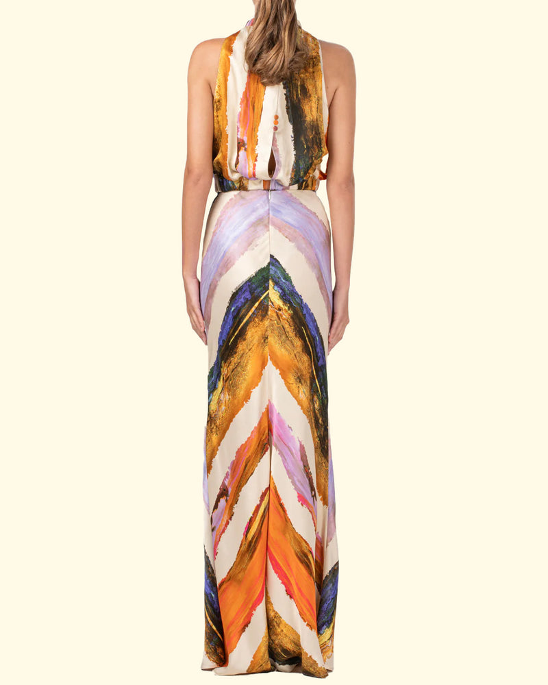 Laurina Skirt | Orange Orchid Abstract