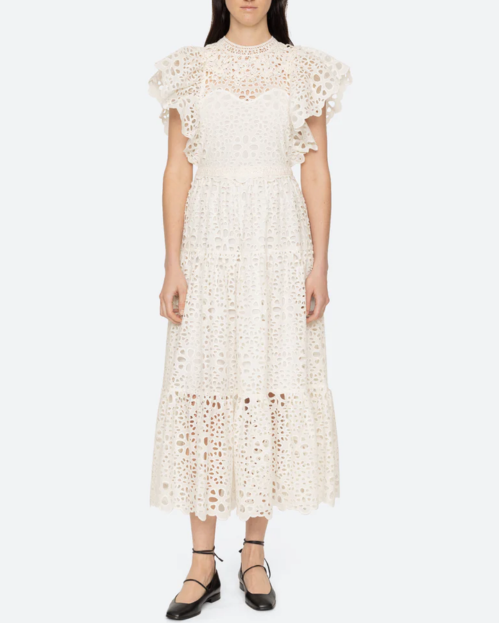 Lumi Eyelet Tier Maxi Dress | Cream