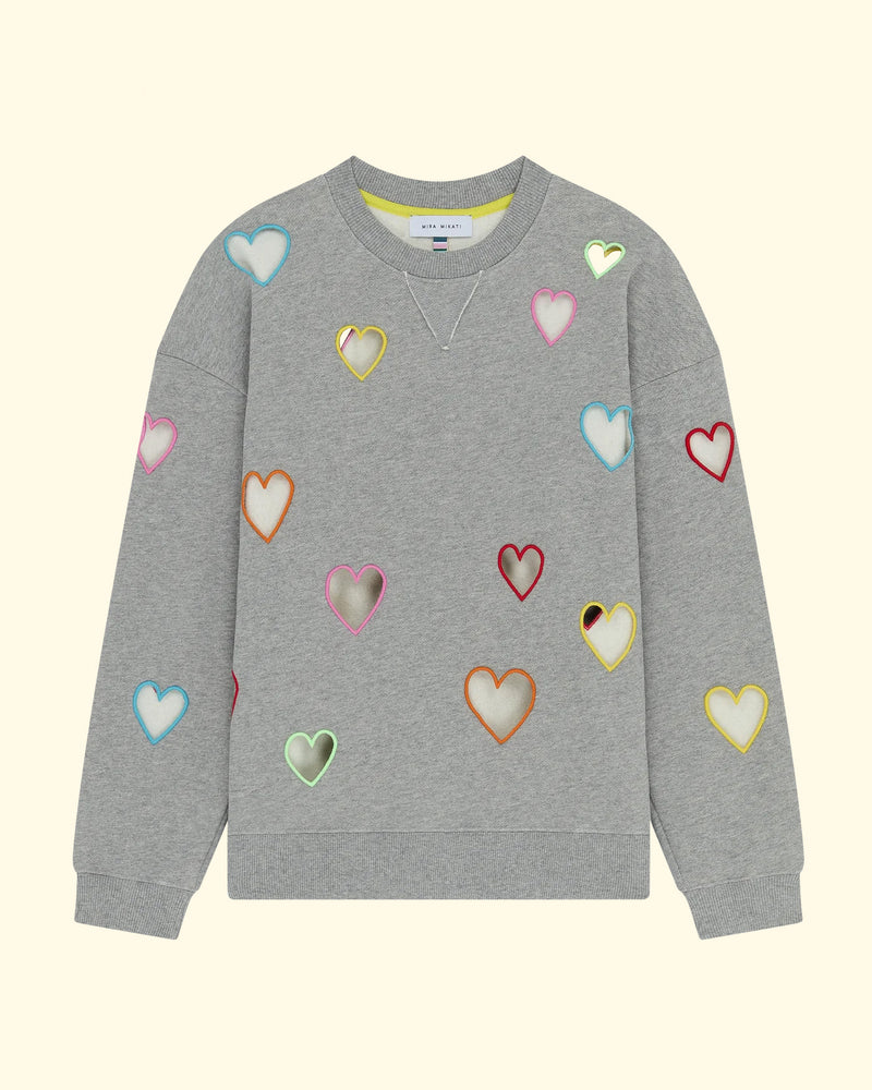 Sweater w Cutout Hearts | Grey