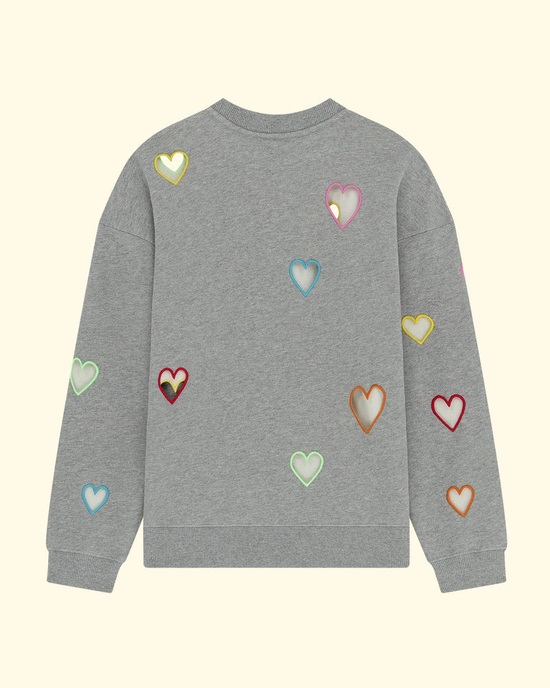 Sweater w Cutout Hearts | Grey