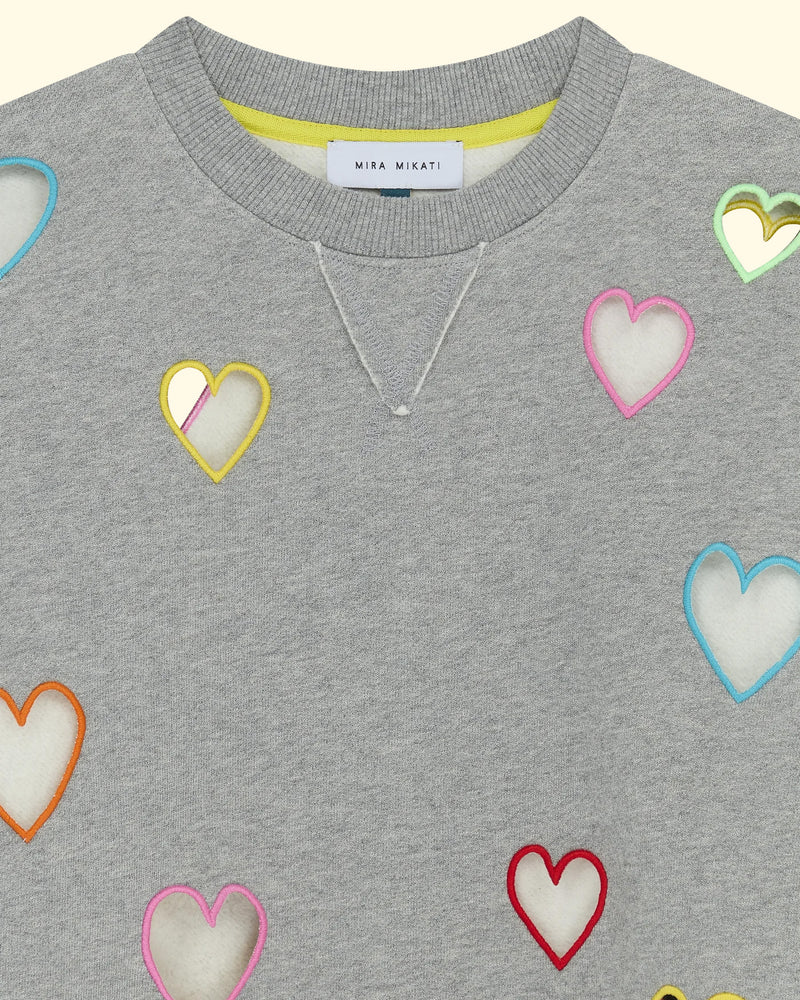 Sweater w Cutout Hearts | Grey