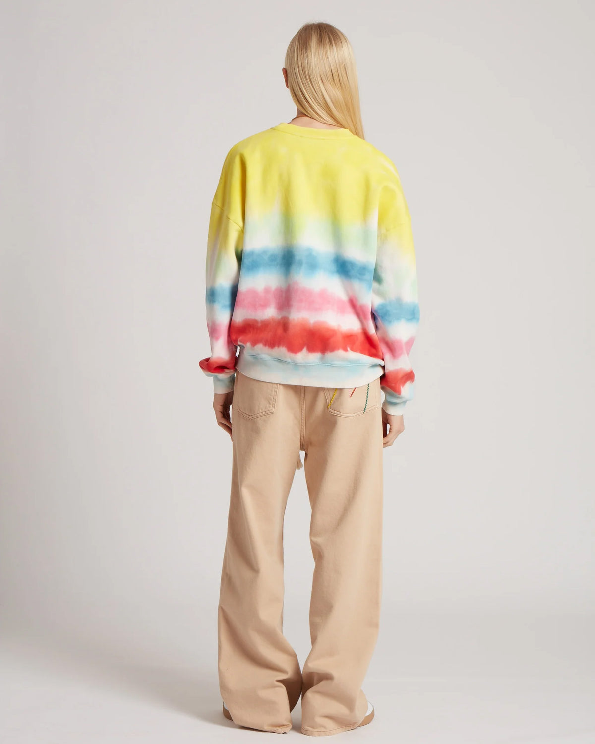 Tie Dye Leather Patch Sweatshirt | Multi