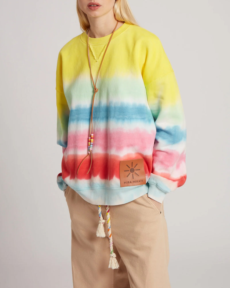 Tie Dye Leather Patch Sweatshirt | Multi