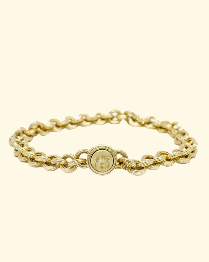 Moon Chain Bracelet | 18K Yellow Gold Diamond (0.005ct)